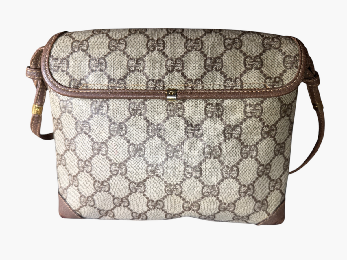 Vintage Gucci GG Canvas Flap Crossbody Bag Circa 1981–1982 with Leather Lining – photo 4