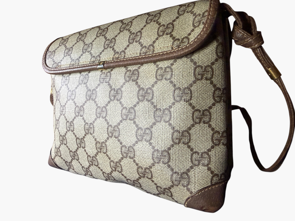 Vintage Gucci GG Canvas Flap Crossbody Bag Circa 1981–1982 with Leather Lining – photo 6