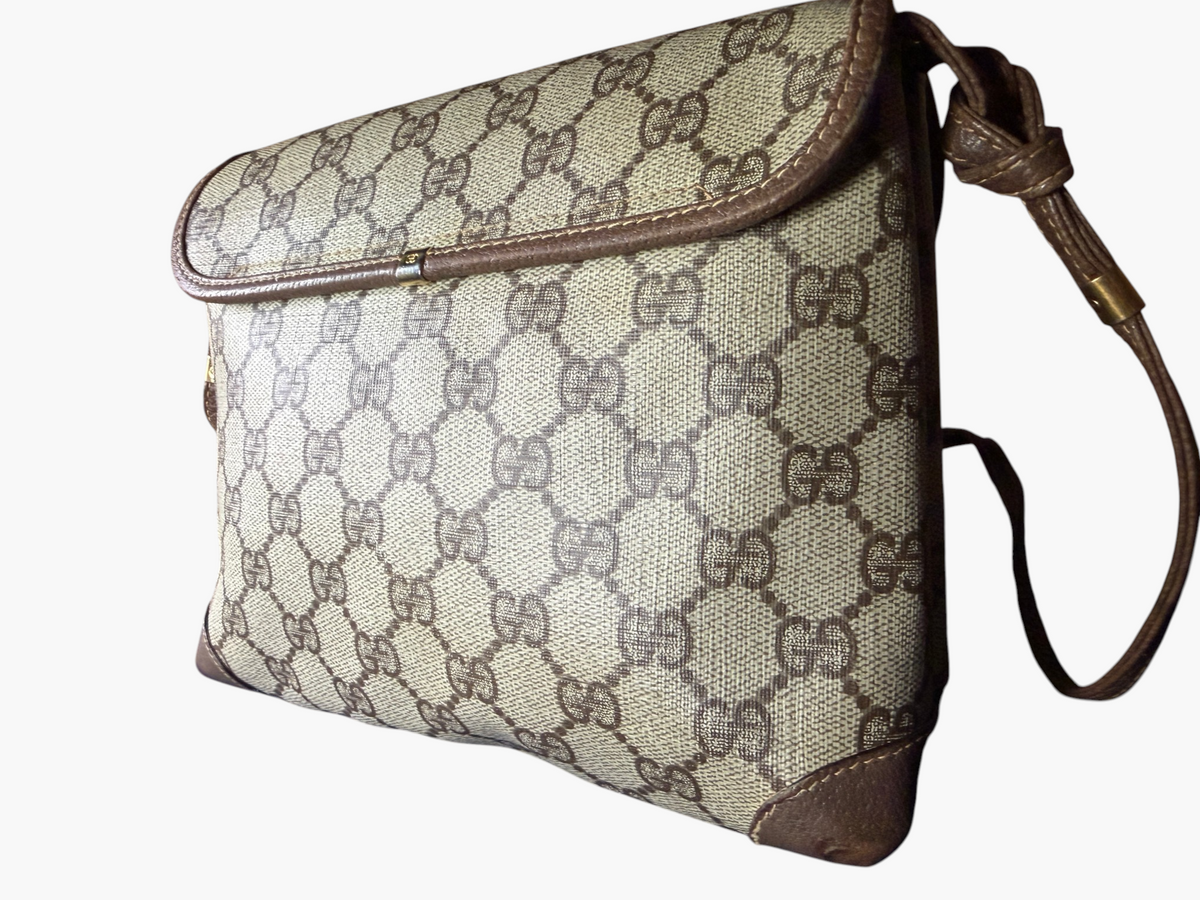 Vintage Gucci GG Canvas Flap Crossbody Bag Circa 1981–1982 with Leather Lining – photo 6