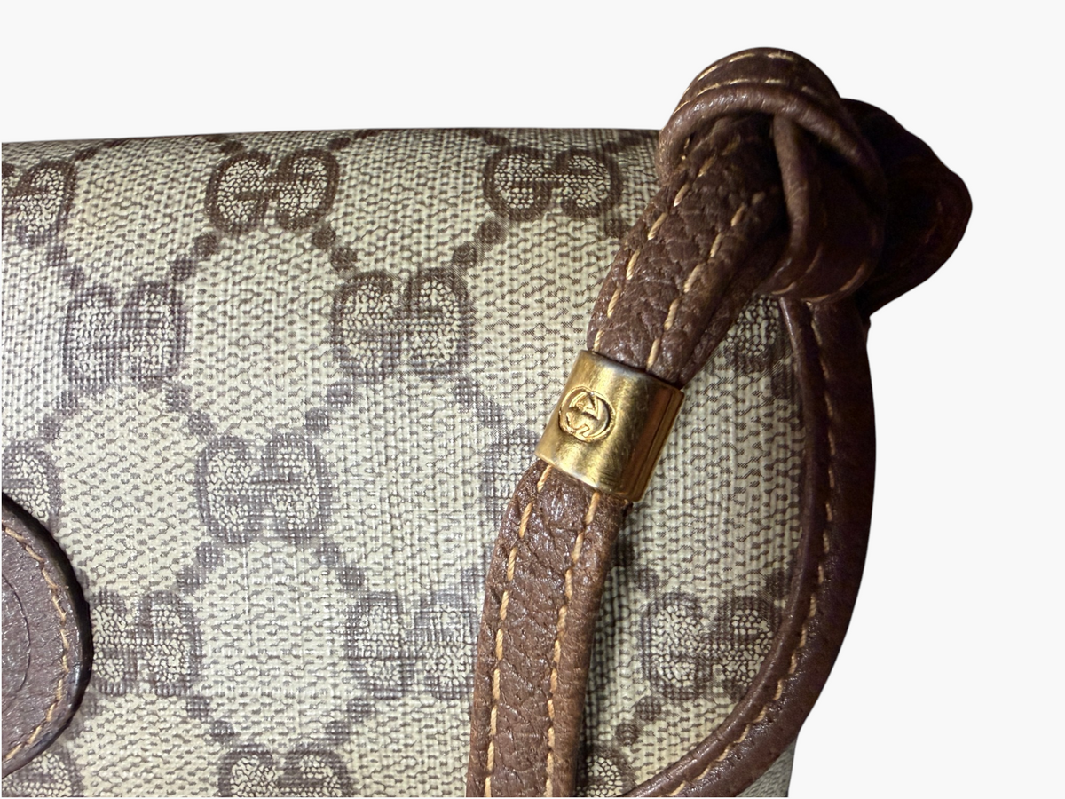 Vintage Gucci GG Canvas Flap Crossbody Bag Circa 1981–1982 with Leather Lining – photo 13