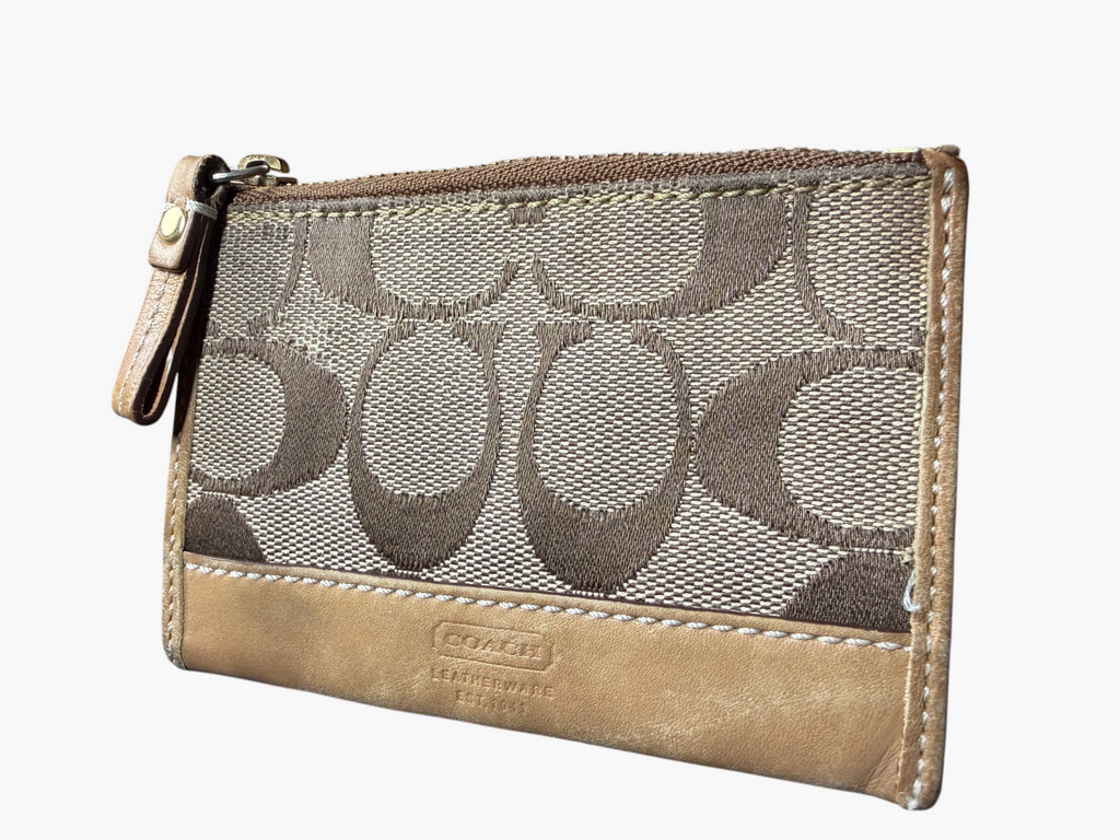 Coach Signature Canvas Mini Zip Wallet