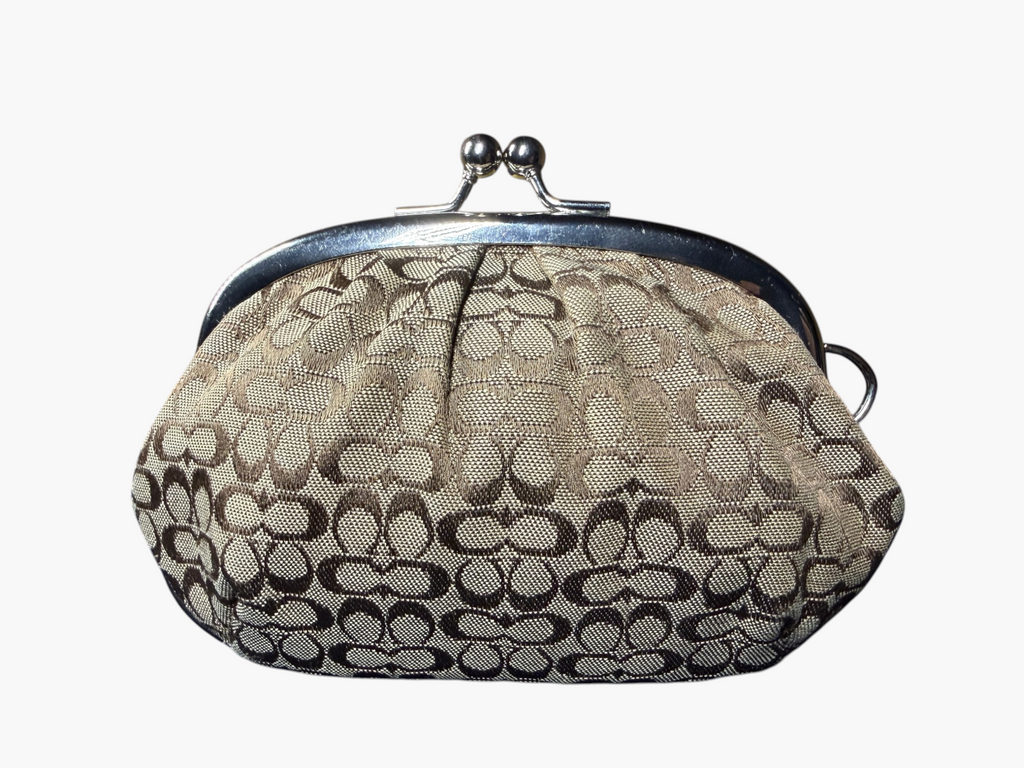 Coach Signature Canvas Kiss-Lock Coin Purse