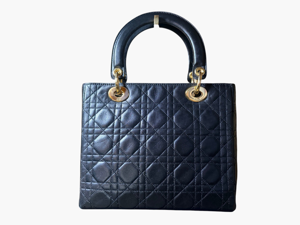 Vintage Christian Dior Lady Dior in Black Cannage Lambskin 1997 with Entrupy CoA