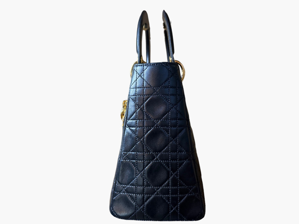 Vintage Christian Dior Lady Dior in Black Cannage Lambskin 1997 with Entrupy CoA