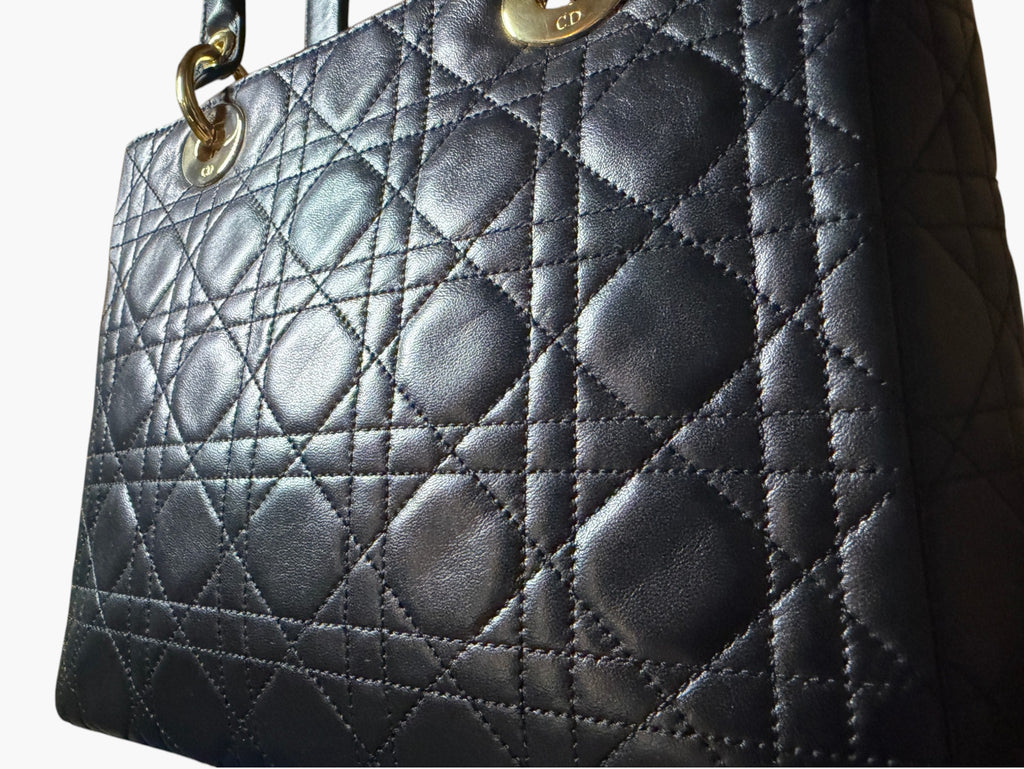 Vintage Christian Dior Lady Dior in Black Cannage Lambskin 1997 with Entrupy CoA