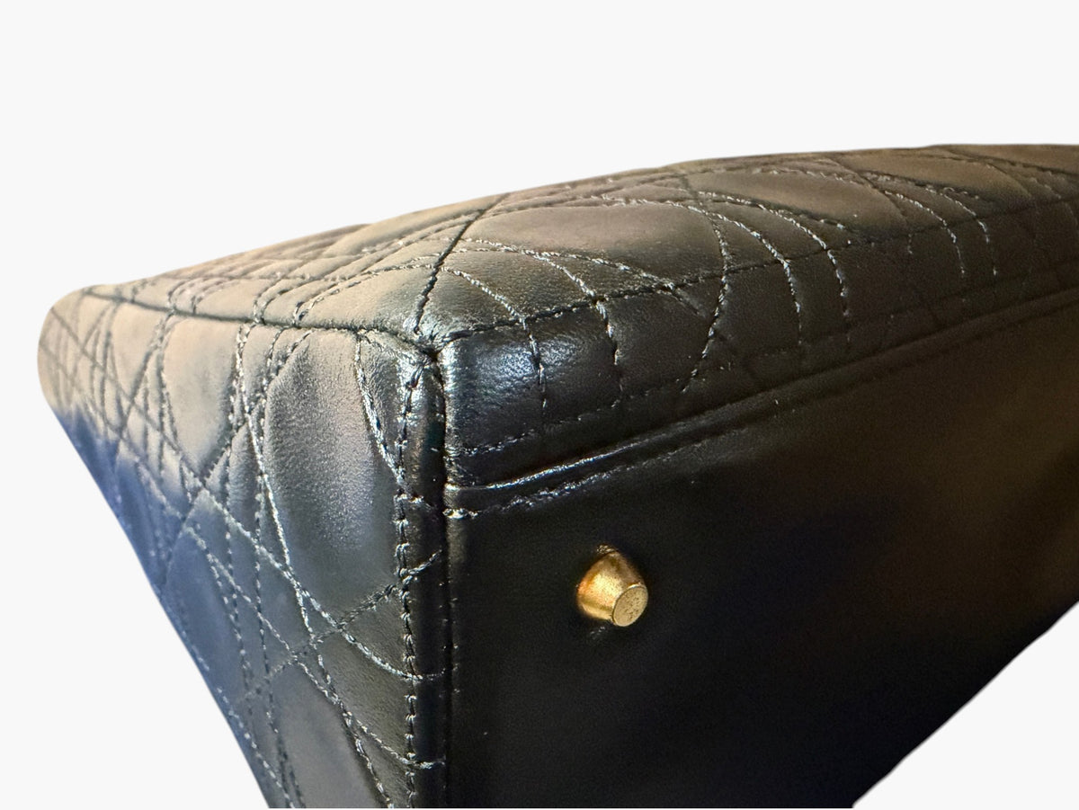 Vintage Christian Dior Lady Dior in Black Cannage Lambskin 1997 with Entrupy CoA
