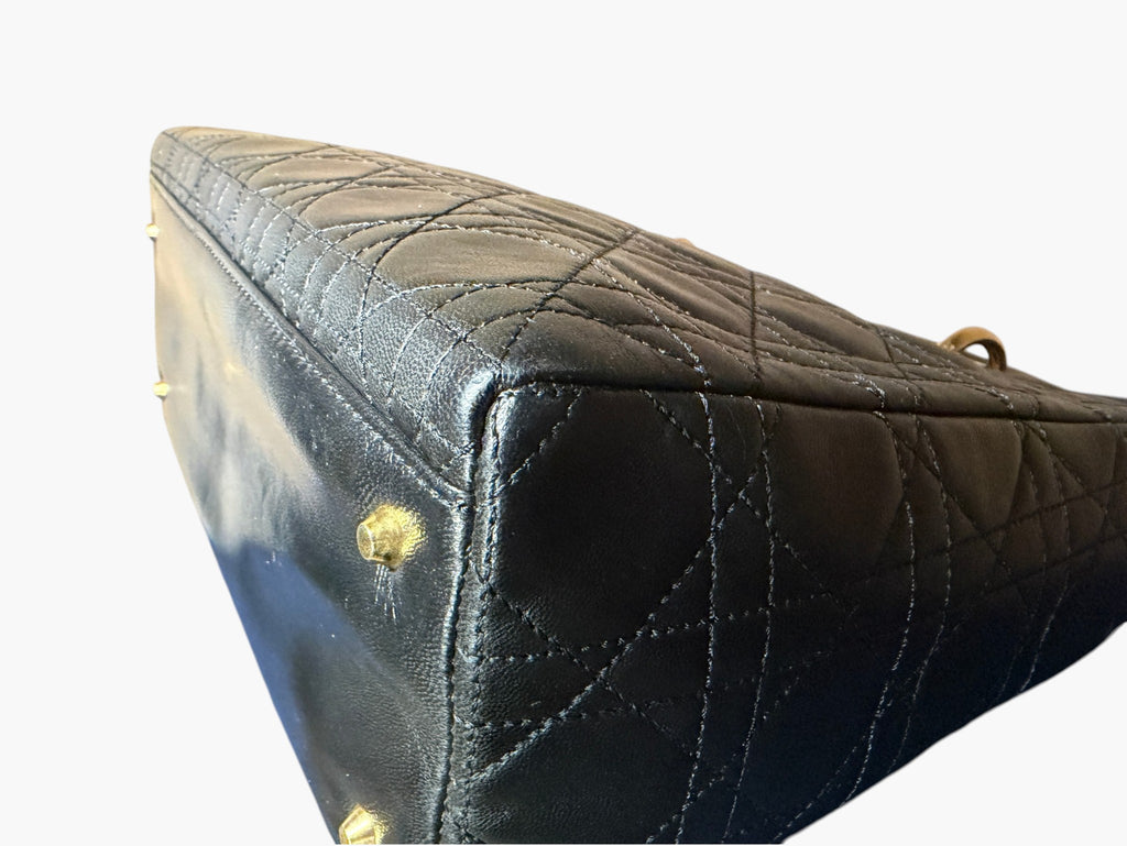 Vintage Christian Dior Lady Dior in Black Cannage Lambskin 1997 with Entrupy CoA