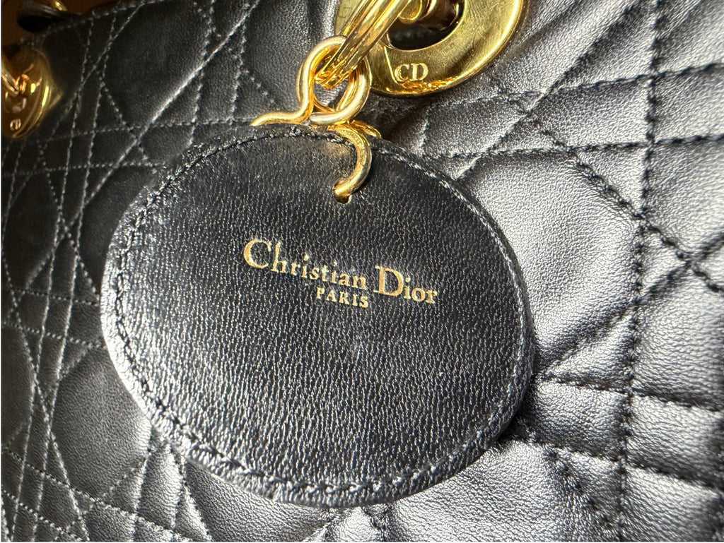 Vintage Christian Dior Lady Dior in Black Cannage Lambskin 1997 with Entrupy CoA
