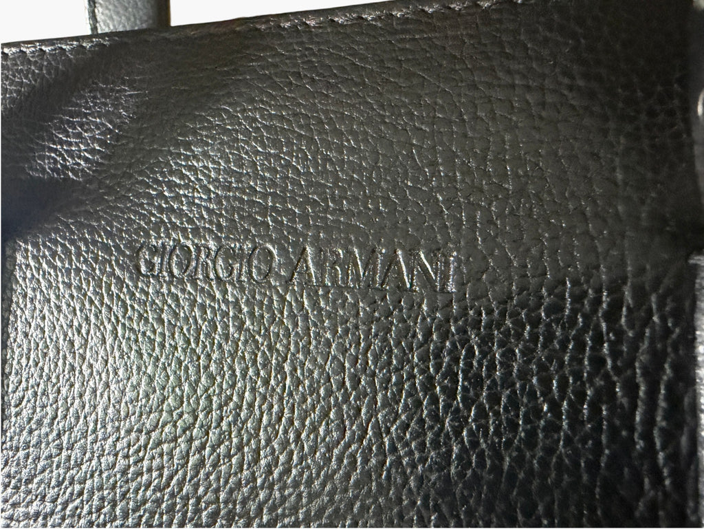 Vintage Giorgio Armani Borgonuovo 21 Mainline Black Pebbled Leather Briefcase