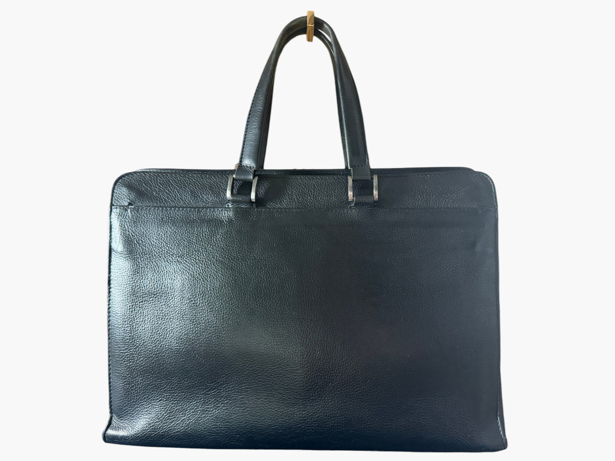 Vintage Giorgio Armani Borgonuovo 21 Mainline Black Pebbled Leather Briefcase