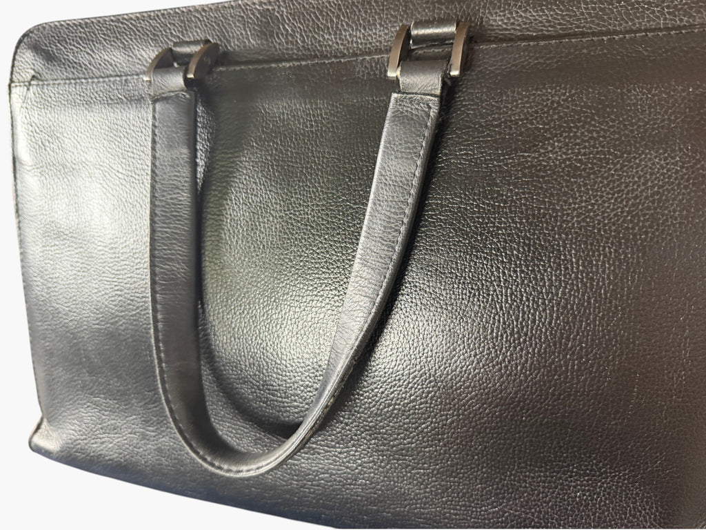 Vintage Giorgio Armani Borgonuovo 21 Mainline Black Pebbled Leather Briefcase