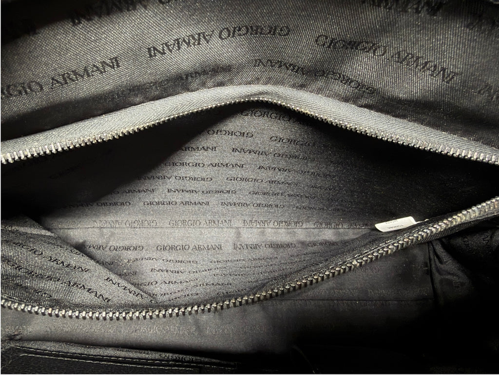 Vintage Giorgio Armani Borgonuovo 21 Mainline Black Pebbled Leather Briefcase