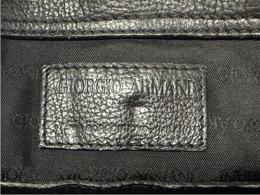Vintage Giorgio Armani Borgonuovo 21 Mainline Black Pebbled Leather Briefcase