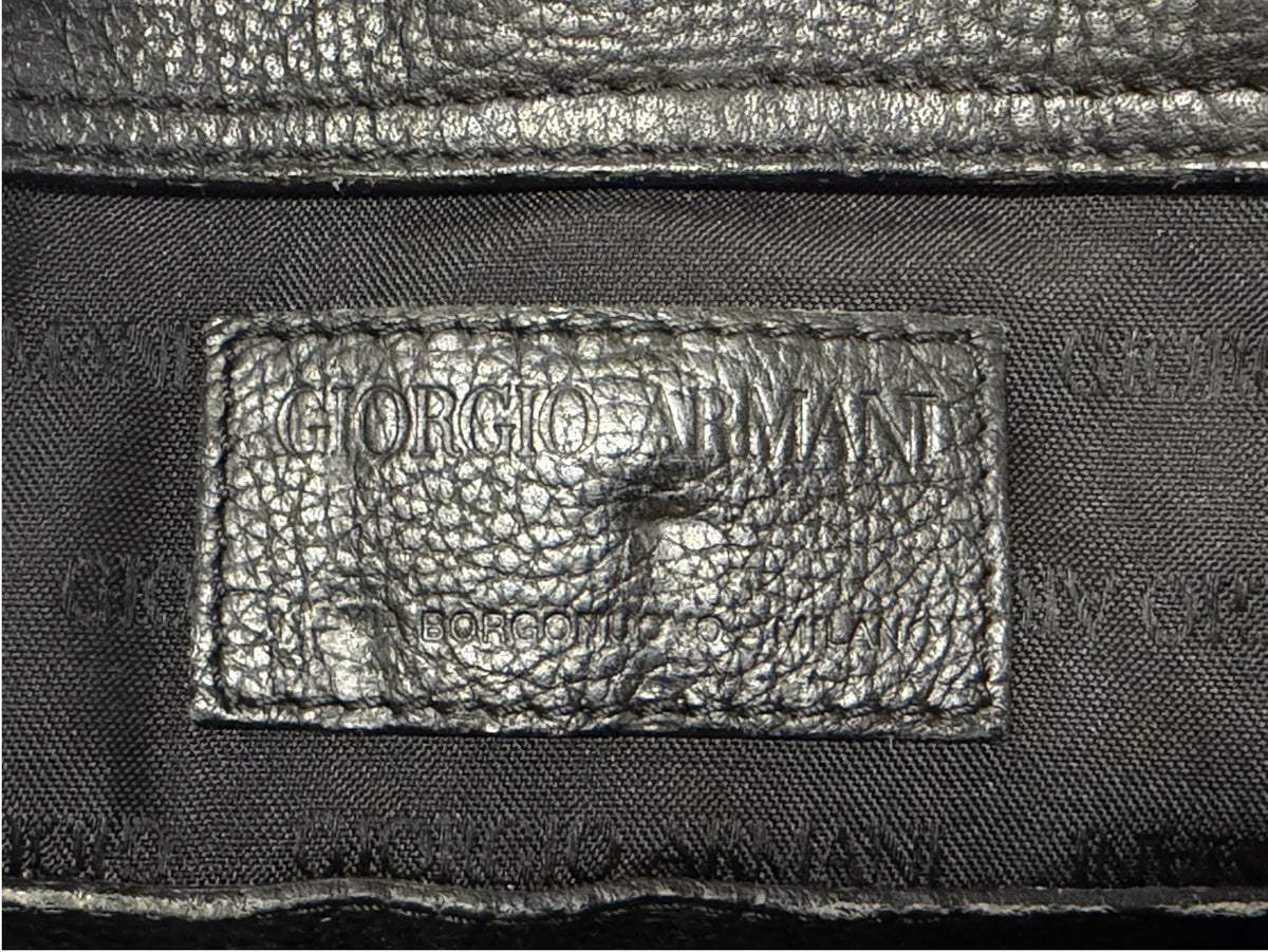 Vintage Giorgio Armani Borgonuovo 21 Mainline Black Pebbled Leather Briefcase