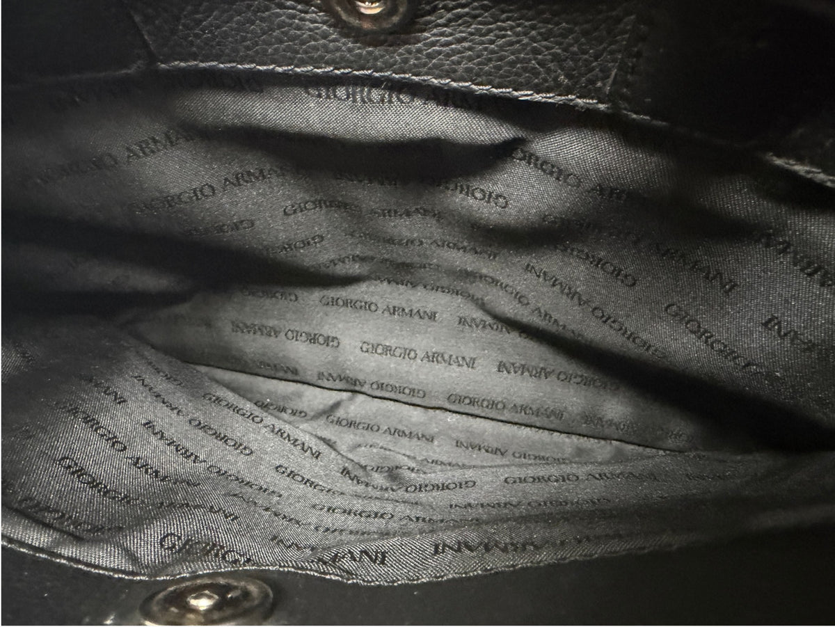 Vintage Giorgio Armani Borgonuovo 21 Mainline Black Pebbled Leather Briefcase