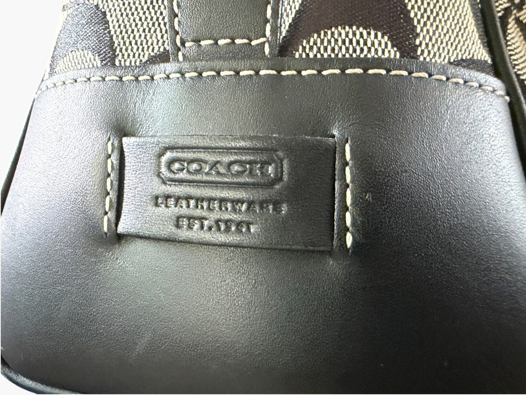 Vintage Coach Signature Monogram Canvas and Black Leather Satchel