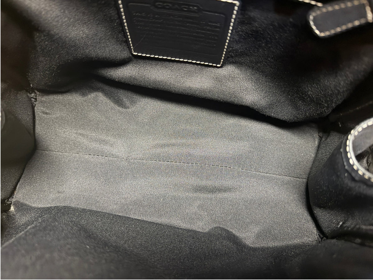 Vintage Coach Signature Monogram Canvas and Black Leather Satchel