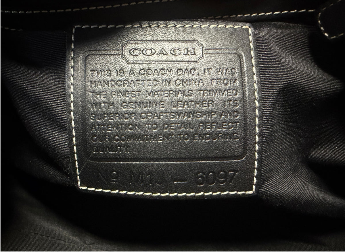 Vintage Coach Signature Monogram Canvas and Black Leather Satchel