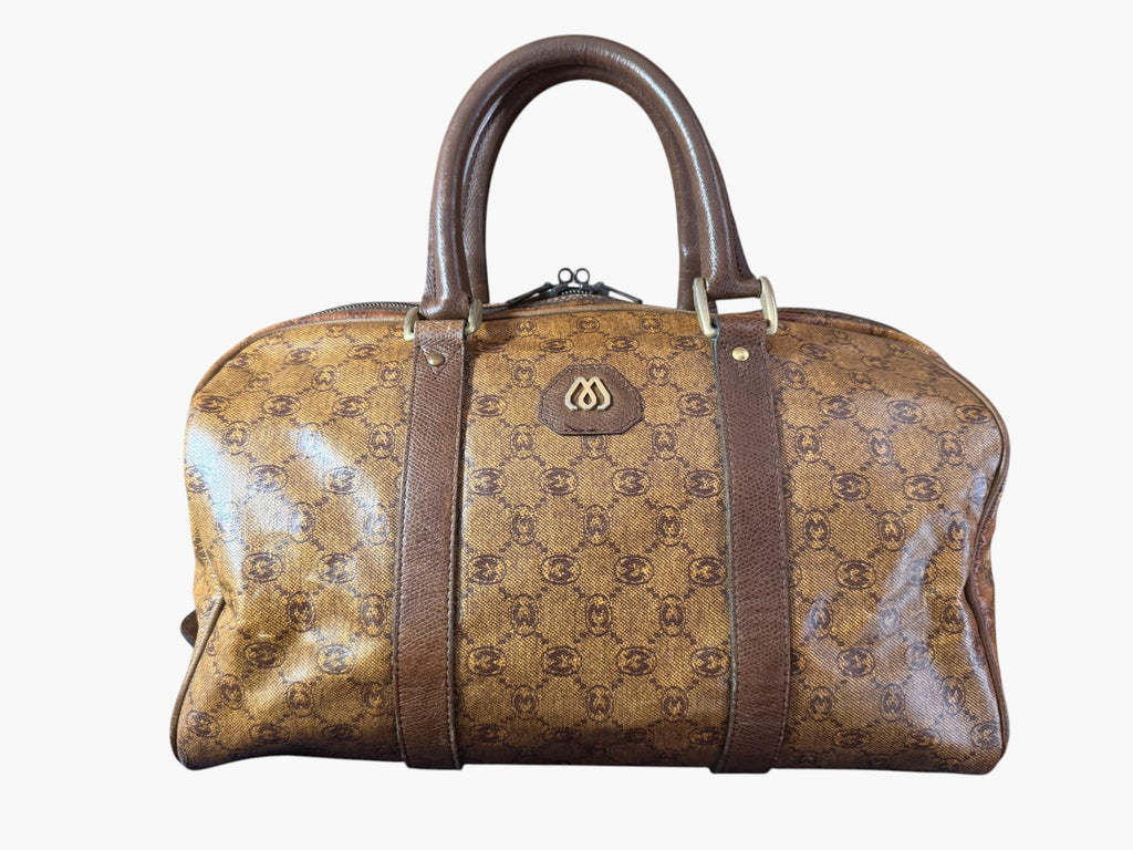 Vintage Morabito Paris monogram canvas duffle bag, front view