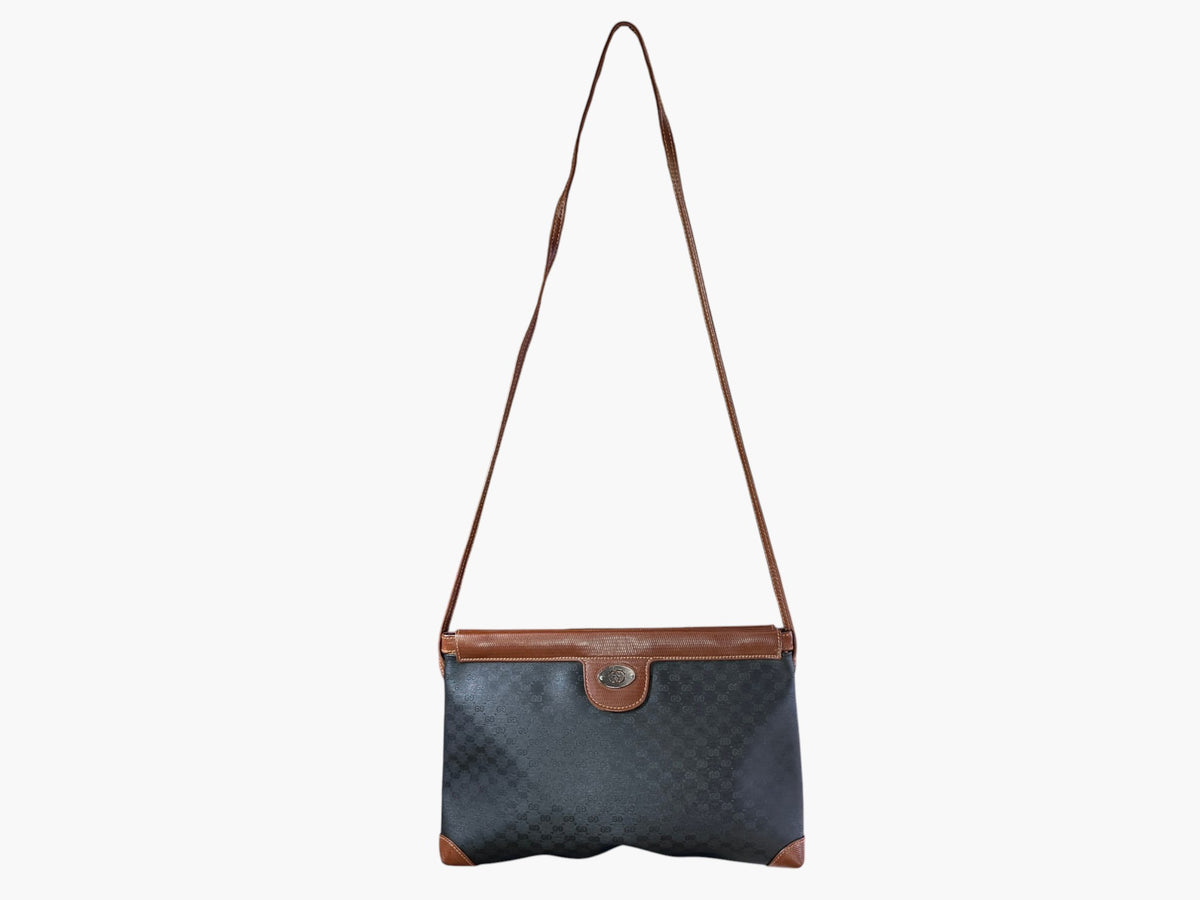 Vintage Gucci Micro GG coated canvas crossbody bag with tan leather trim, image 2 of 21