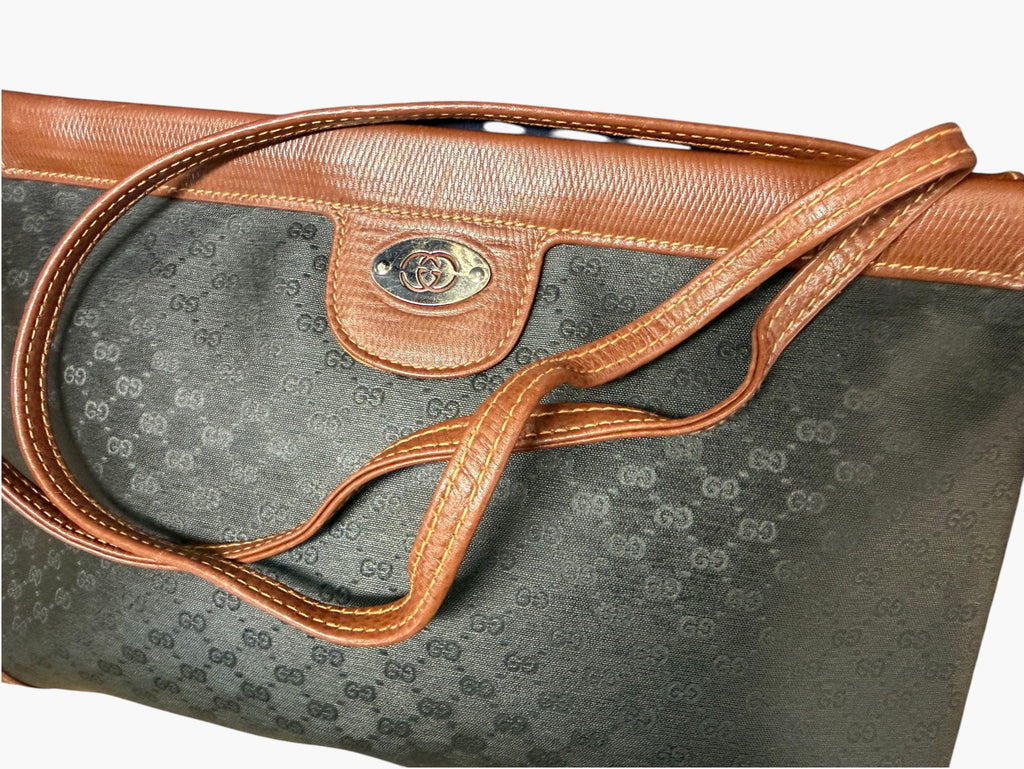 Vintage Gucci Micro GG coated canvas crossbody bag with tan leather trim, image 8 of 21