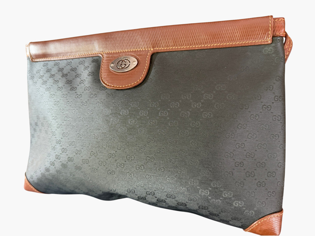 Vintage Gucci Micro GG coated canvas crossbody bag with tan leather trim, image 4 of 21
