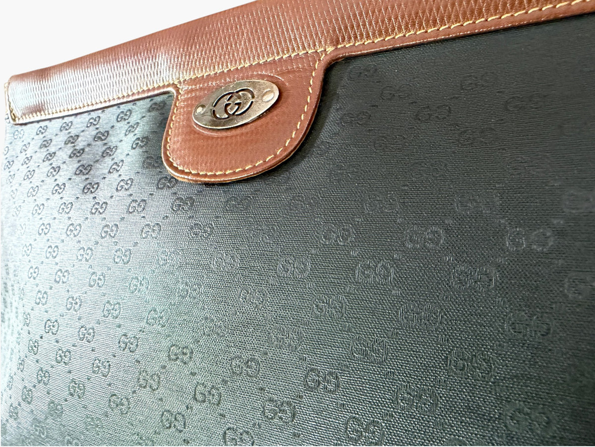 Vintage Gucci Micro GG coated canvas crossbody bag with tan leather trim, image 5 of 21