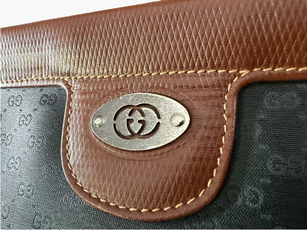 Vintage Gucci Micro GG coated canvas crossbody bag with tan leather trim, image 6 of 21
