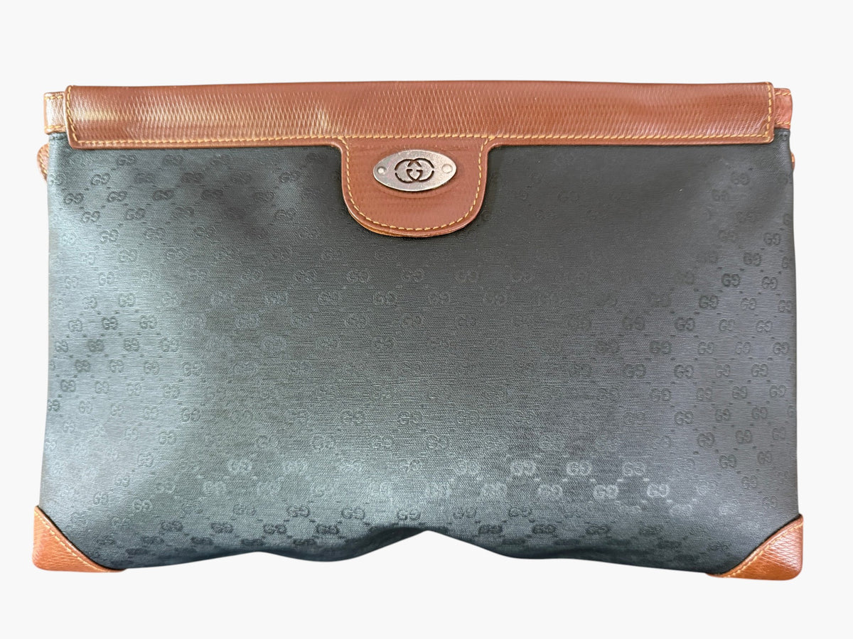 Vintage Gucci Micro GG coated canvas crossbody bag with tan leather trim, image 3 of 21