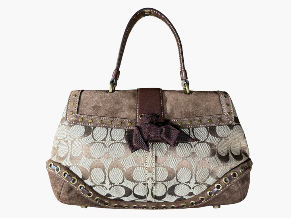 Vintage Coach Signature Canvas and Suede Studded Soho Bag, image 6 of 17