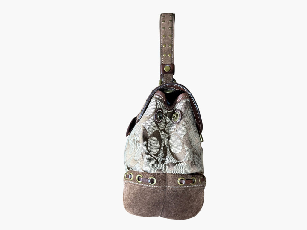Vintage Coach Signature Canvas and Suede Studded Soho Bag, image 7 of 17