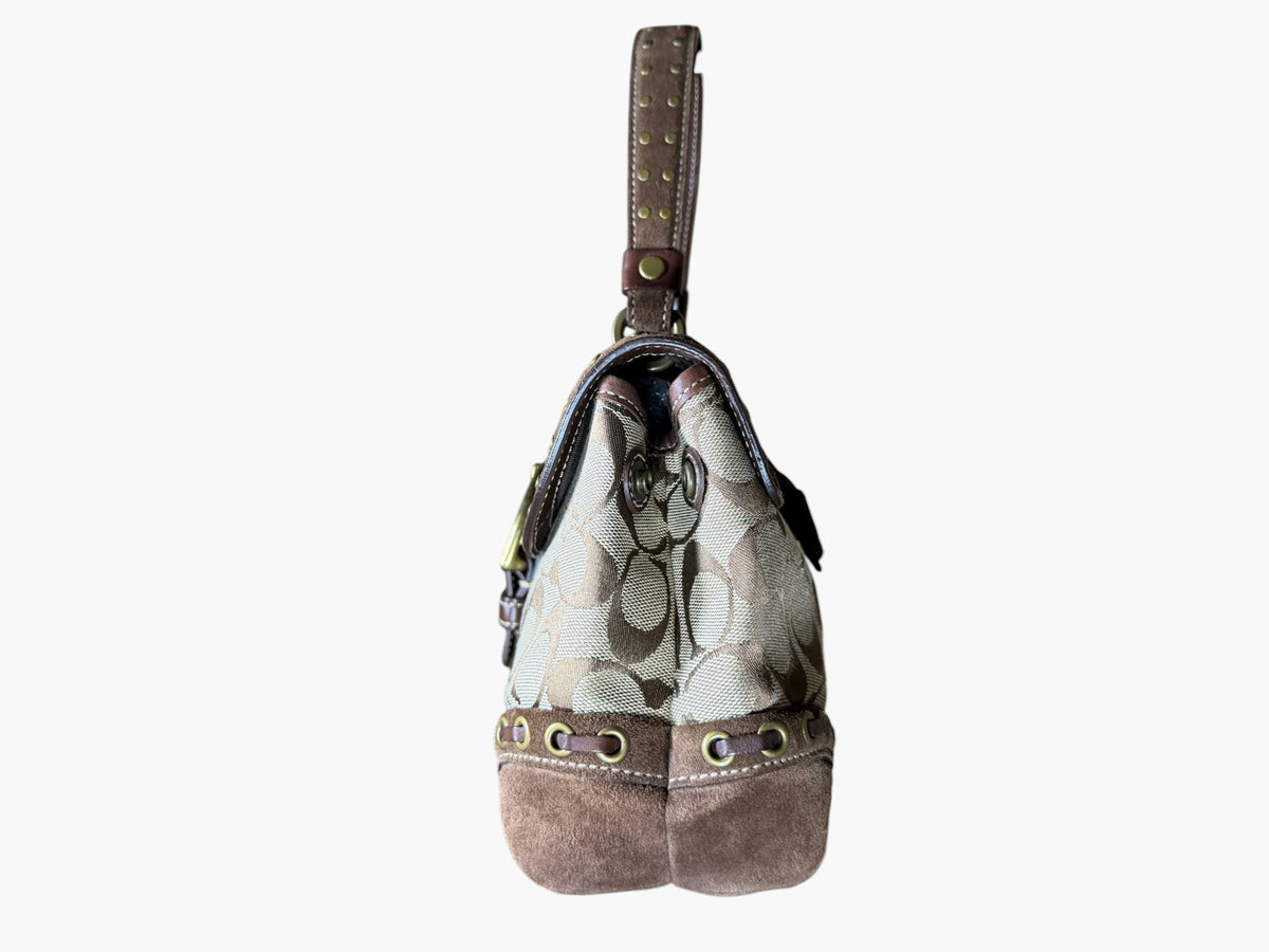 Vintage Coach Signature Canvas and Suede Studded Soho Bag, image 8 of 17