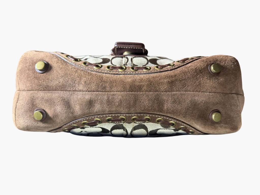 Vintage Coach Signature Canvas and Suede Studded Soho Bag, image 10 of 17