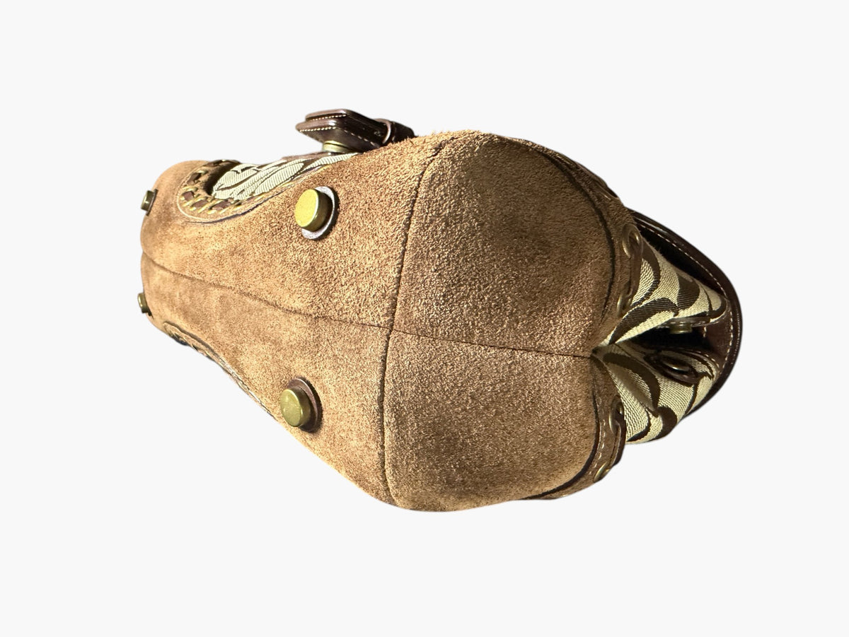 Vintage Coach Signature Canvas and Suede Studded Soho Bag, image 11 of 17