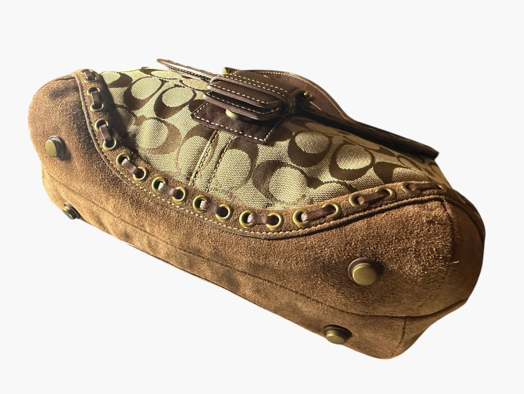 Vintage Coach Signature Canvas and Suede Studded Soho Bag, image 13 of 17