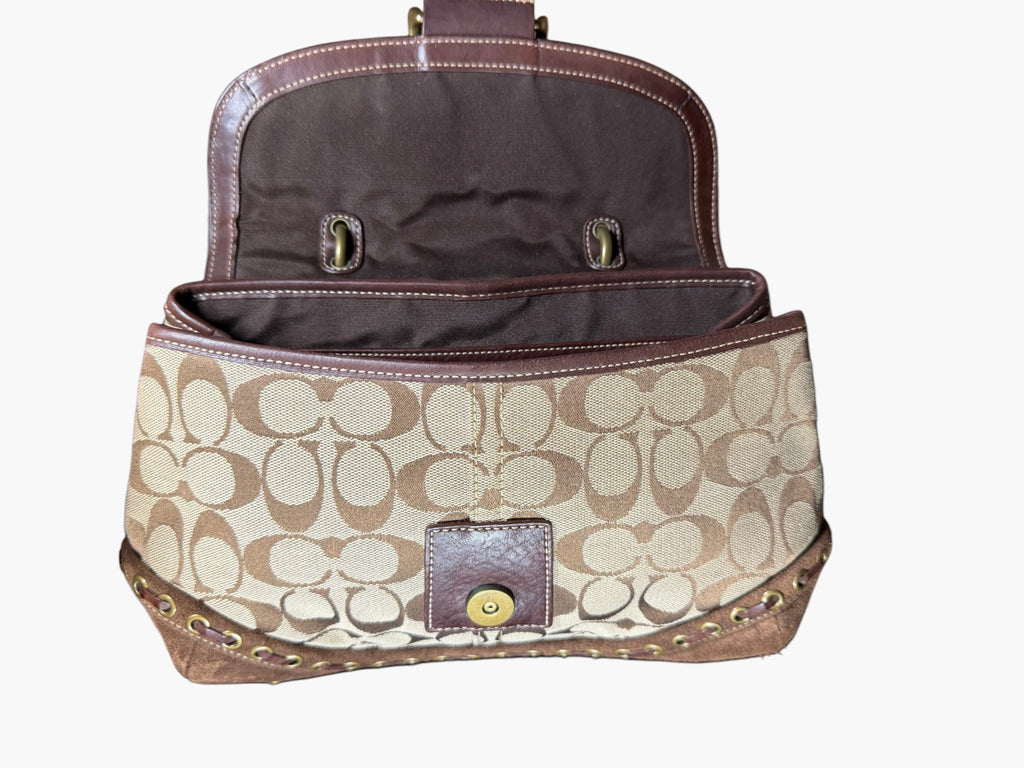 Vintage Coach Signature Canvas and Suede Studded Soho Bag, image 14 of 17