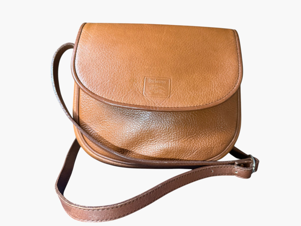 Vintage Burberrys Tan Leather Saddle Crossbody Bag with Nova Check Lining, image 1 of 16