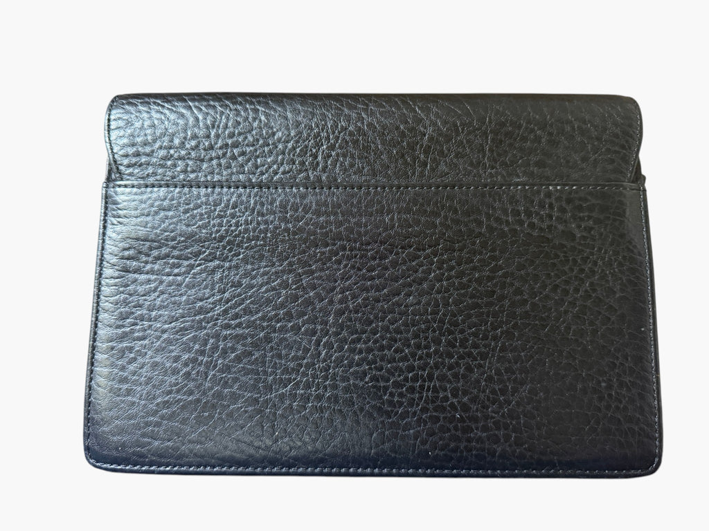 Vintage Burberrys of London Black Grained Leather Clutch with Nova Check Lining, image 4 of 16