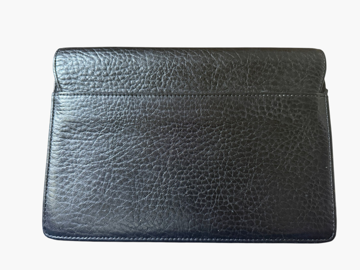 Vintage Burberrys of London Black Grained Leather Clutch with Nova Check Lining, image 4 of 16
