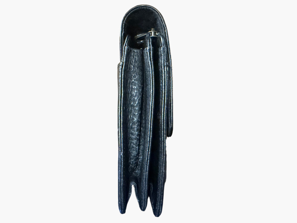Vintage Burberrys of London Black Grained Leather Clutch with Nova Check Lining, image 6 of 16
