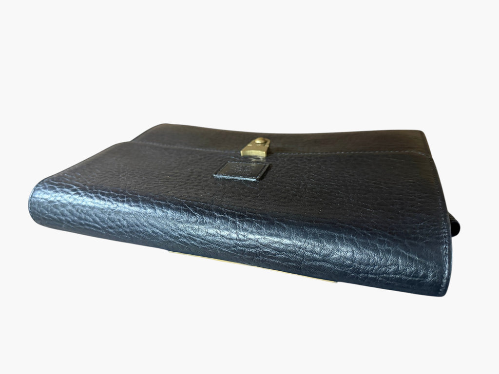 Vintage Burberrys of London Black Grained Leather Clutch with Nova Check Lining, image 9 of 16