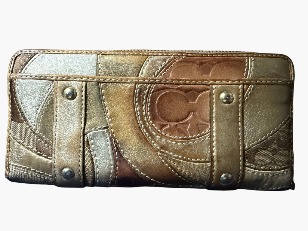 Coach Signature Y2K Soho Patchwork Metallic Leather Accordion Zip Wallet, image 4 of 15