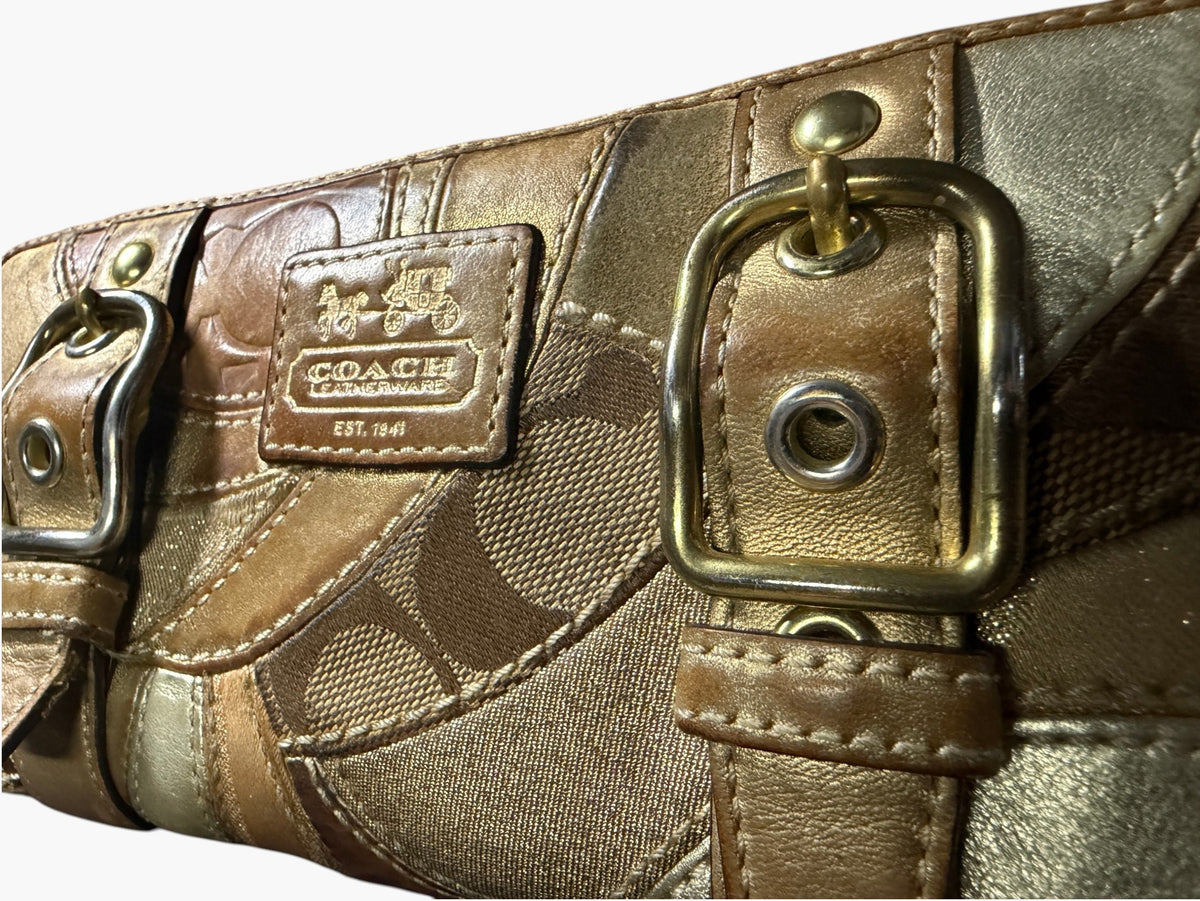 Coach Signature Y2K Soho Patchwork Metallic Leather Accordion Zip Wallet, image 3 of 15