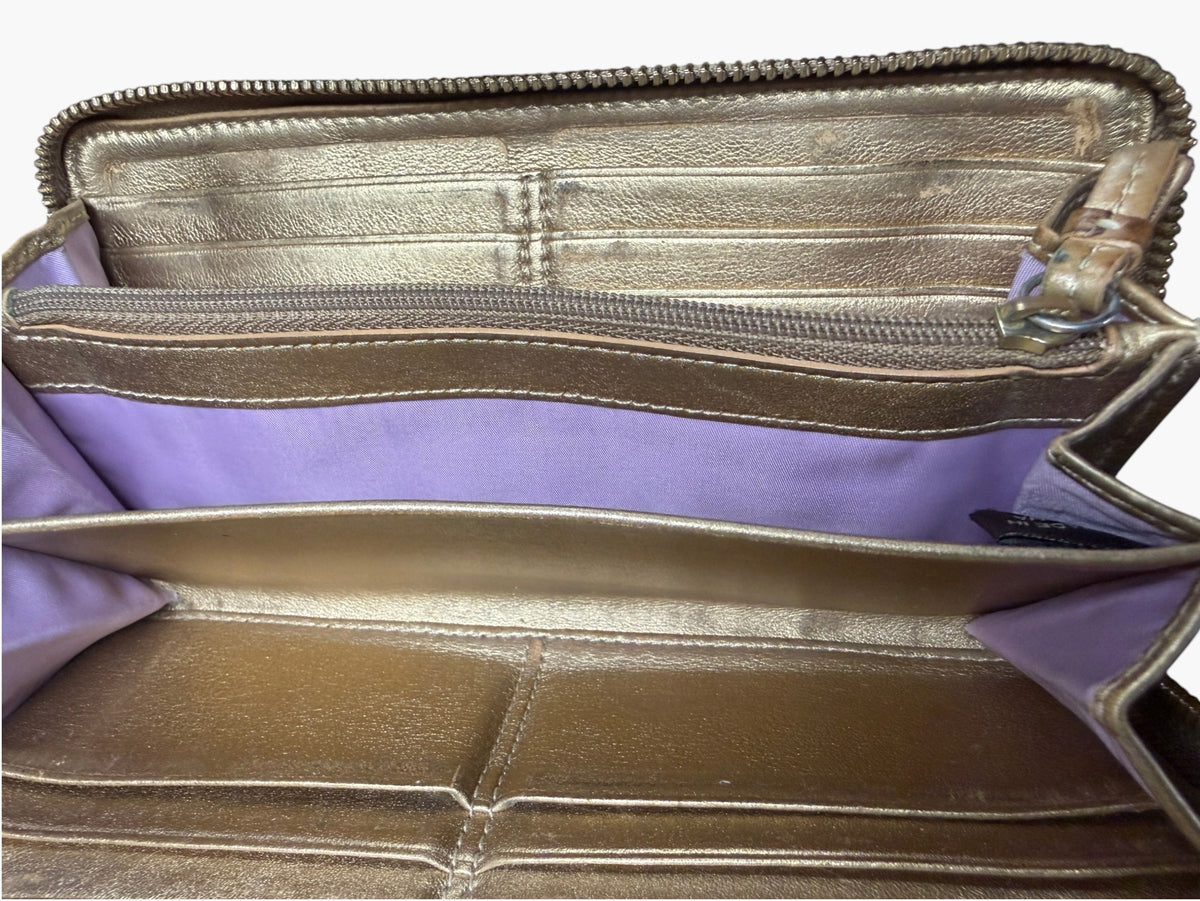 Coach Signature Y2K Soho Patchwork Metallic Leather Accordion Zip Wallet, image 11 of 15