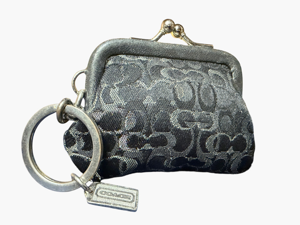 Coach Signature Jacquard Mini Lurex Kisslock Coin Purse Bag Charm, image 4 of 8