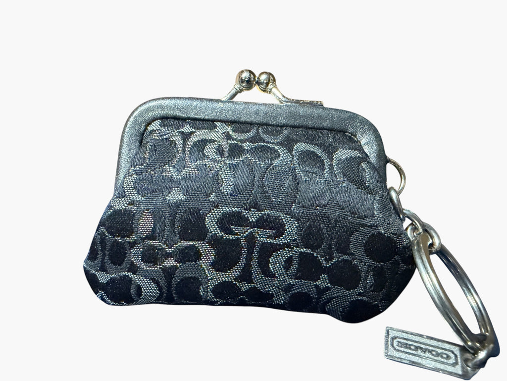 Coach Signature Jacquard Mini Lurex Kisslock Coin Purse Bag Charm, image 3 of 8