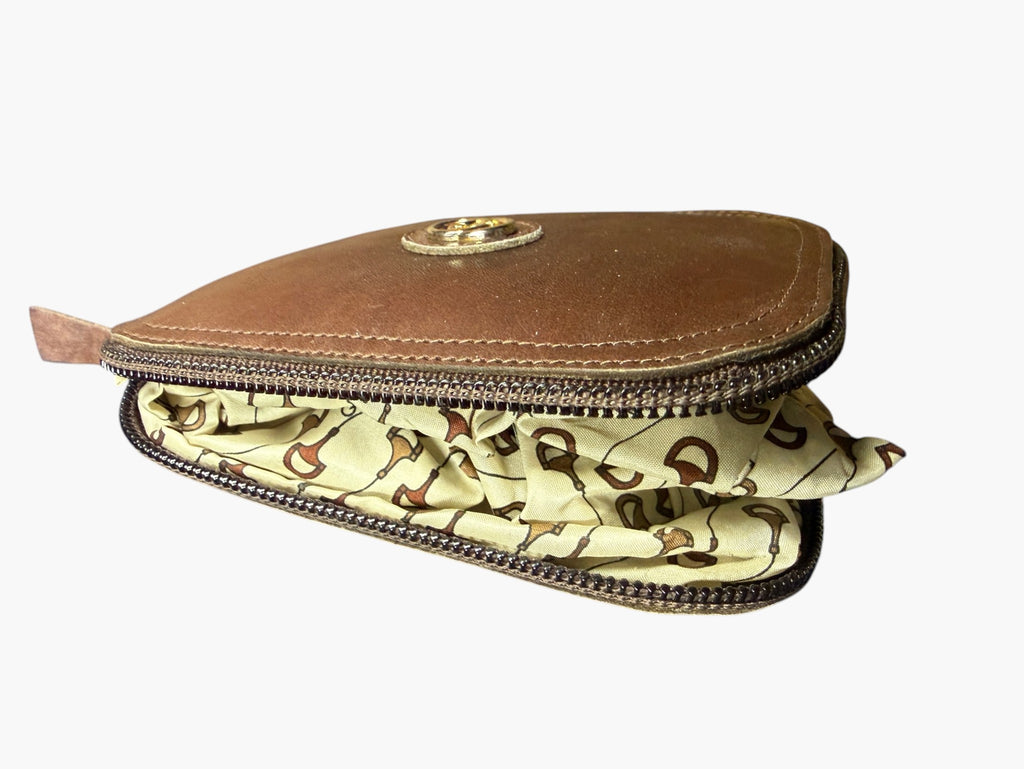 Vintage Gucci Horsebit Print Foldable Tote in Brown Leather Pouch, image 6 of 10