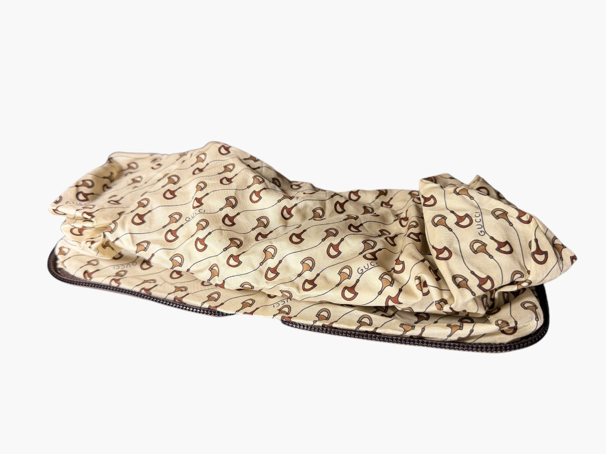 Vintage Gucci Horsebit Print Foldable Tote in Brown Leather Pouch, image 7 of 10