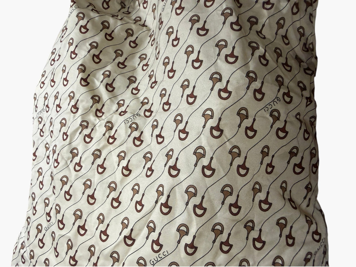 Vintage Gucci Horsebit Print Foldable Tote in Brown Leather Pouch, image 2 of 10