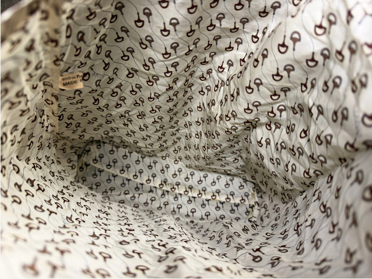 Vintage Gucci Horsebit Print Foldable Tote in Brown Leather Pouch, image 10 of 10